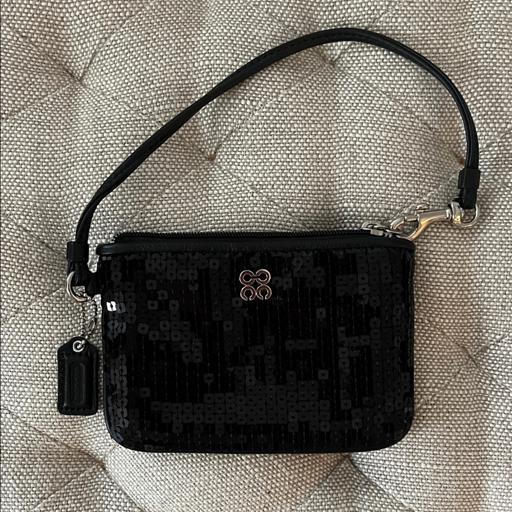 Coach Black Sequin Wristlet